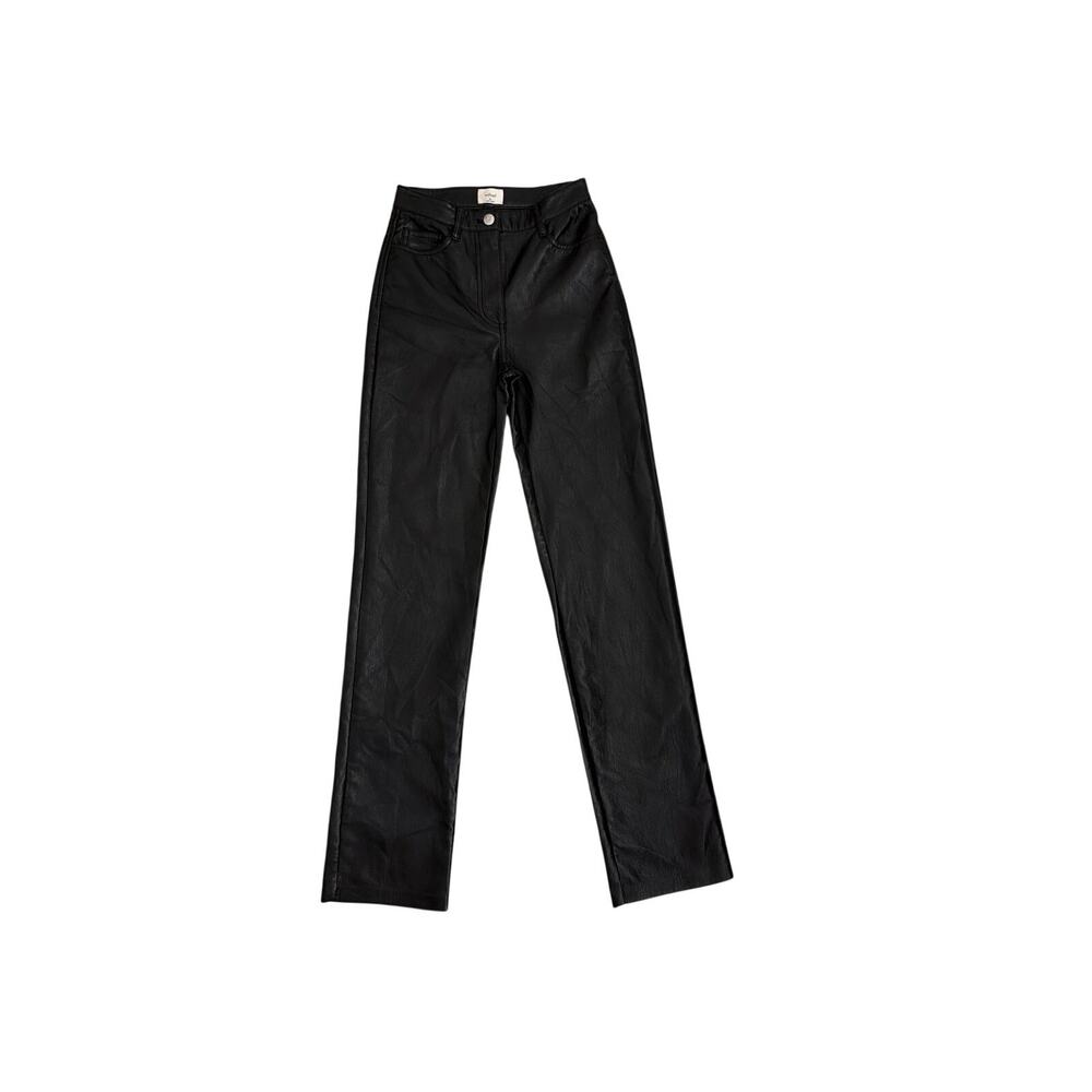 Wilfred Melina Vegan Faux Leather Aritzia Black Straight Punk Edgy Pants Size 00